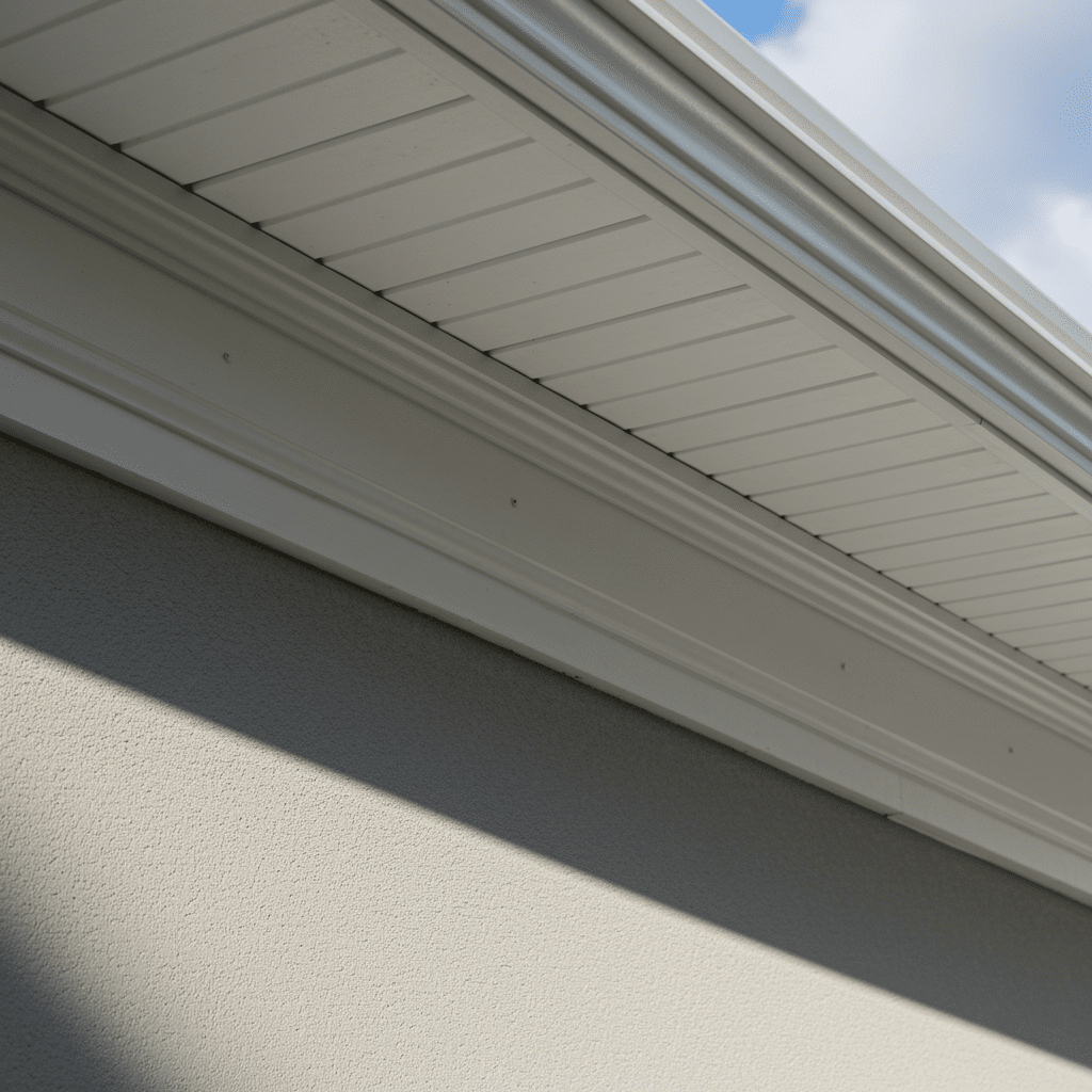 Flawless soffit and fascia installation on a modern home exterior with clean lines and natural colors